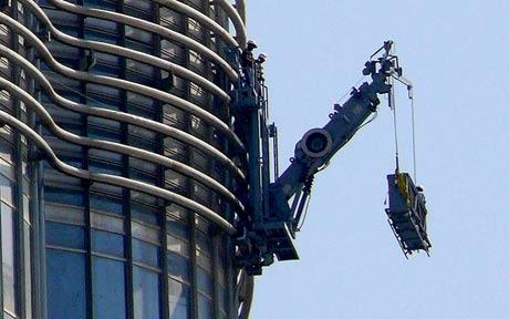 Window cleaning the worlds tallest building Burj Khalifa